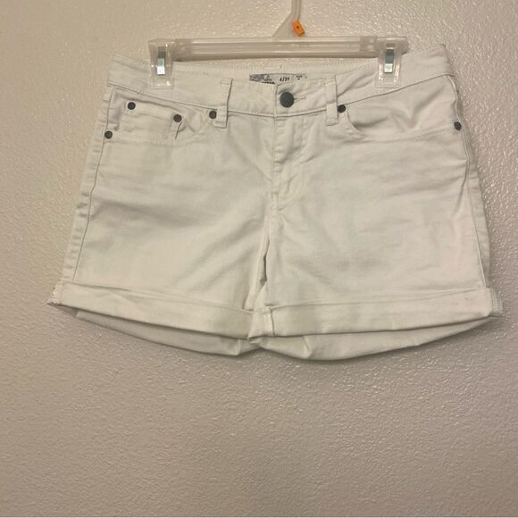Prana lo Mid-Rise White denim stretch Shorts cuffed 4.5” size 4 27 - Picture 2 of 8